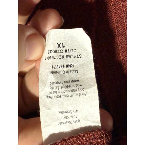 NWT Kaileigh Lauryn Fitted Side Tie Dress Womens Plus Sze 1X Orange Red Ribbed - Picture 8 of 8